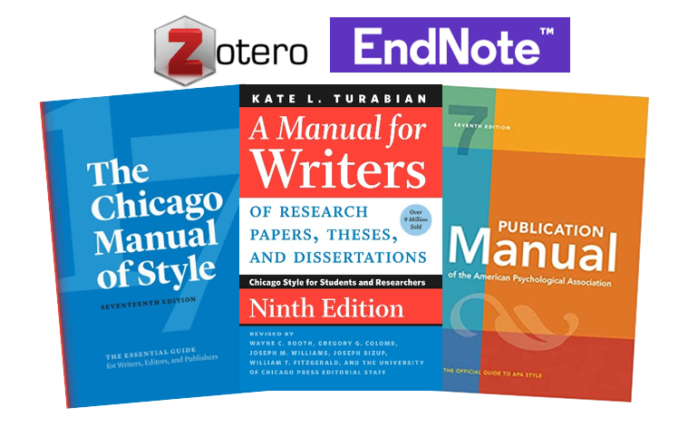 collage of citation management book covers and tools