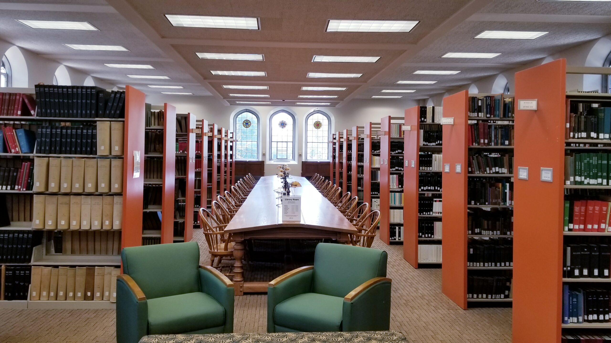Photo of the Methodist reading room in Styberg Library