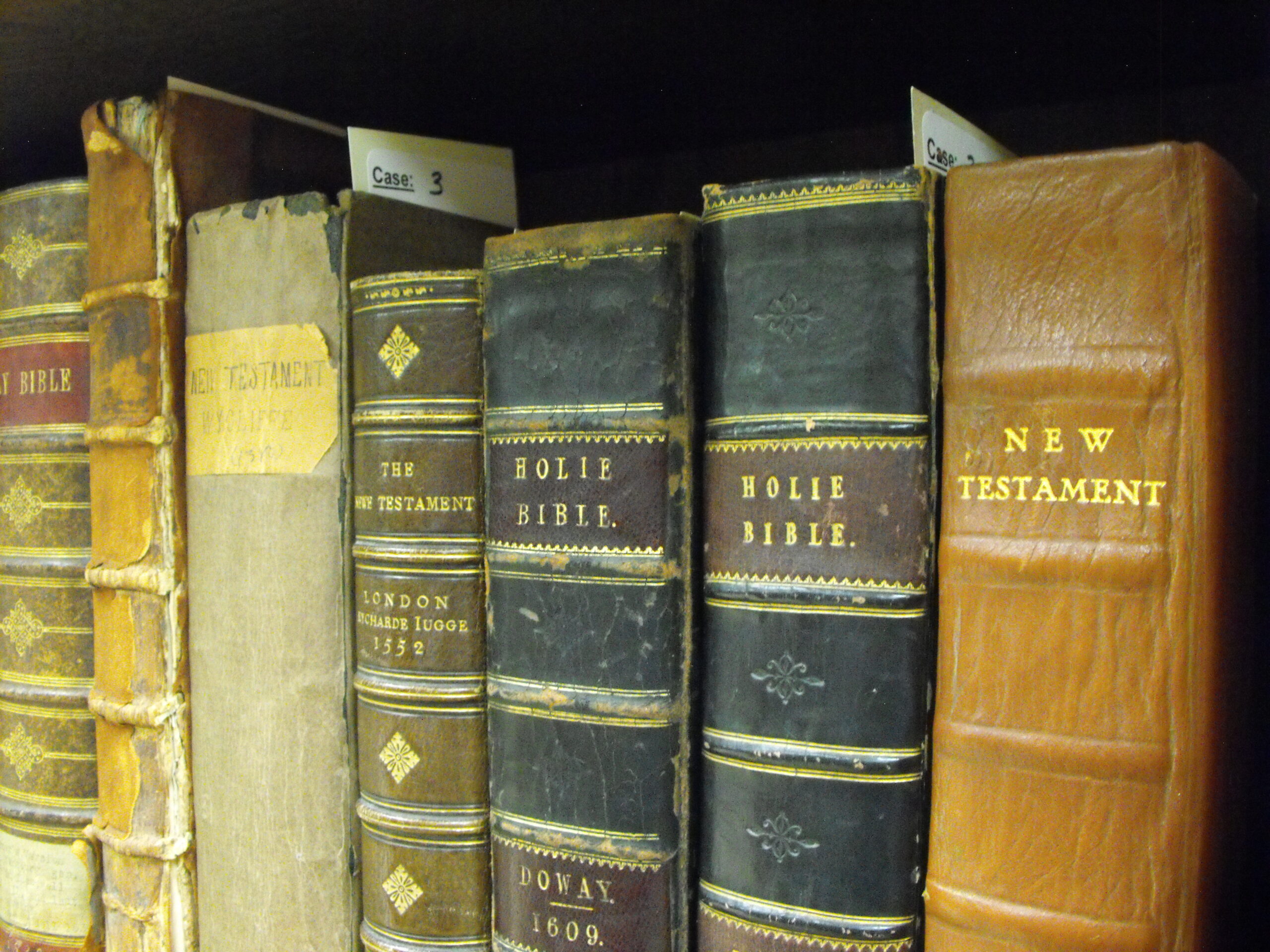 Photo of rare bibles from Styberg Library's archives