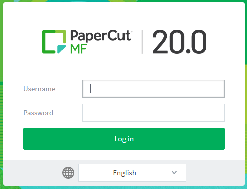 Screenshot of Papercut account login